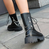 Large-size Womens Chunky-heeled Mid-calf Dr Martens Boots For Fall And Winter Lunova-roma