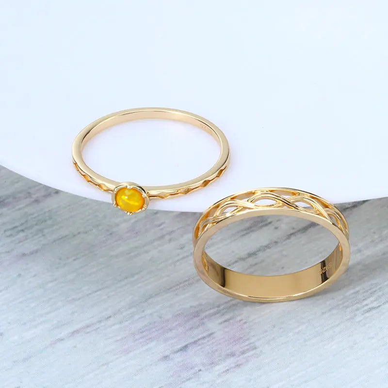 925 Silver Vintage Twist Natural Opal Ring - Lunova-Roma