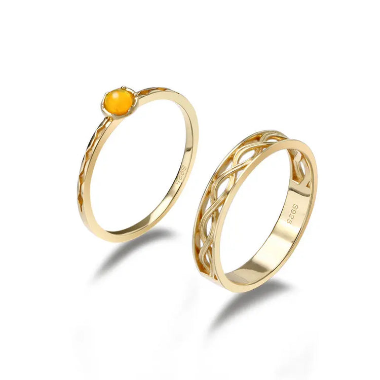 925 Silver Vintage Twist Natural Opal Ring - Lunova-Roma