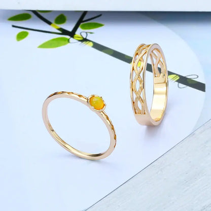 925 Silver Vintage Twist Natural Opal Ring - Lunova-Roma