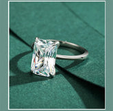 s925 Sterling Silver Light Luxury Exaggerated European And American Rectangular Simulation Diamond Ring - Lunova-Roma