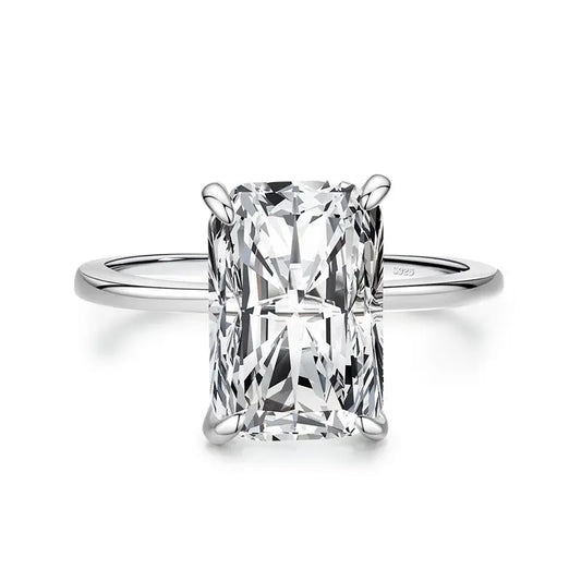 s925 Sterling Silver Light Luxury Exaggerated European And American Rectangular Simulation Diamond Ring - Lunova-Roma