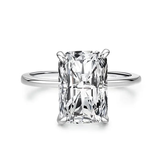 s925 Sterling Silver Light Luxury Exaggerated European And American Rectangular Simulation Diamond Ring - Lunova-Roma