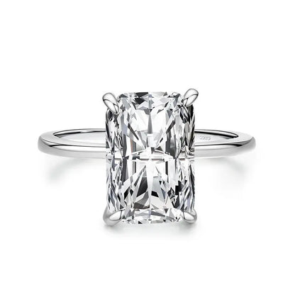 s925 Sterling Silver Light Luxury Exaggerated European And American Rectangular Simulation Diamond Ring - Lunova-Roma