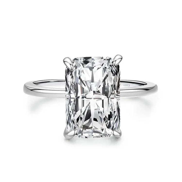 s925 Sterling Silver Light Luxury Exaggerated European And American Rectangular Simulation Diamond Ring - Lunova-Roma