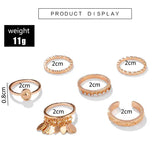 6-piece Ring Geometric Leaf Tassel  Ring - Lunova-Roma