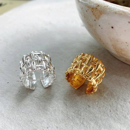 Woven Ring Women European And American Hollow Cross Wide Version Live  Simple Ring - Lunova-Roma