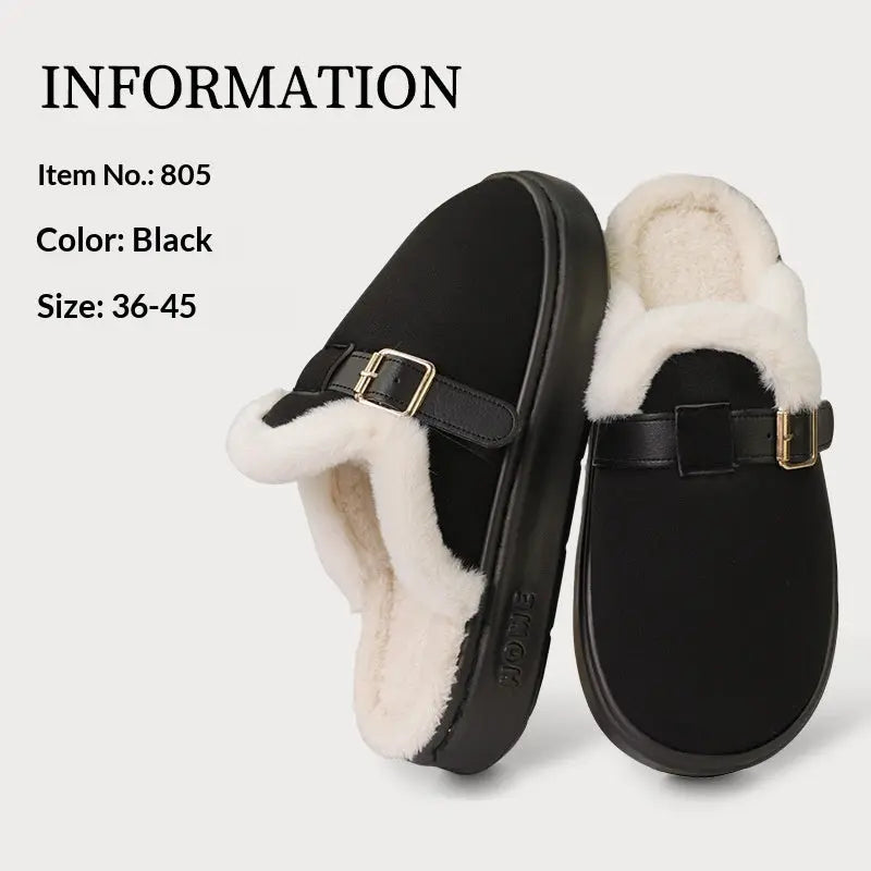 Womens AutumnWinter Indoor Plush Thick-Soled Warm Anti-Slip Cotton Slippers Lunova-roma