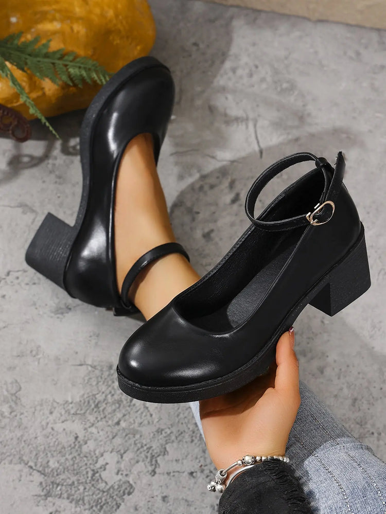 Womens Roundtoe Lowcut Chunkyheel Shoes Lunova-roma