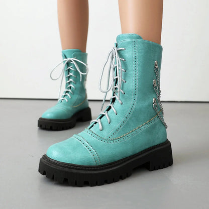 Large-size Womens Chunky-heeled Mid-calf Dr Martens Boots For Fall And Winter Lunova-roma