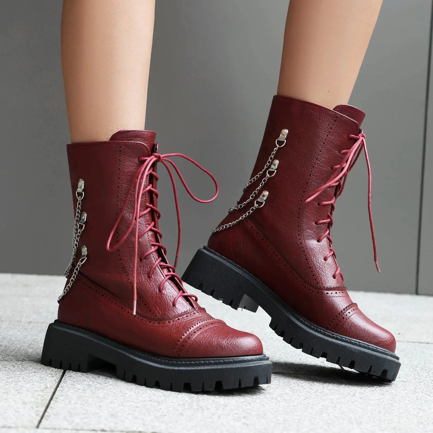 Large-size Womens Chunky-heeled Mid-calf Dr Martens Boots For Fall And Winter Lunova-roma