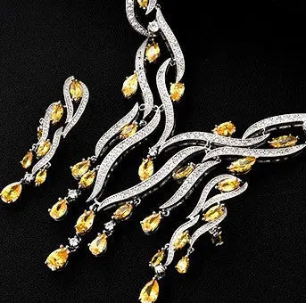 New Crystal Jewelry Zircon Jewelry Set Tassel Pendant - Lunova-Roma