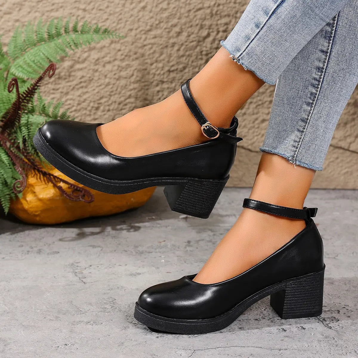 Womens Roundtoe Lowcut Chunkyheel Shoes Lunova-roma