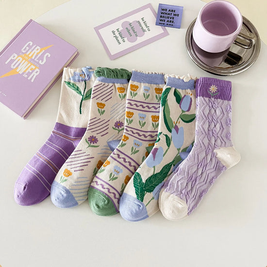 Original New Arrivals Purple Female Cotton Socks - Lunova-Roma