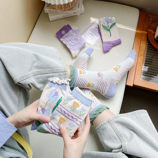 Original New Arrivals Purple Female Cotton Socks - Lunova-Roma